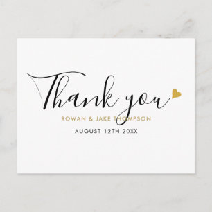 Elegant Script Gouden Hart Moderne Bedankt Briefkaart