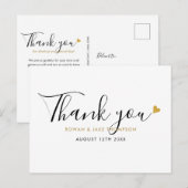 Elegant Script Gouden Hart Moderne Bedankt Briefkaart (Voorkant / Achterkant)