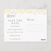 Elegant Script Gouden Hartjes Confetti Save the Da Briefkaart (Achterkant)
