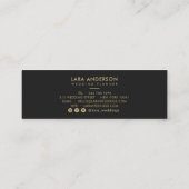 Elegant script gouden zwart moderne monogram initi mini visitekaartje (Achterkant)