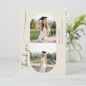 Elegant Script Grad Arch Photo Graduation Party Bedankkaart (Staand voorkant)