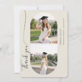 Elegant Script Grad Boog Foto Afstudeerfeest Bedankkaart (Voorkant)