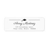 Elegant Script Grad cap return Address Etiket (Voorkant)