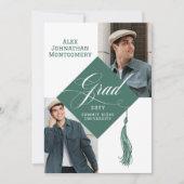 Elegant Script Grad Cap Tassel Graduation Photo Kaart (Voorkant)