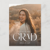 Elegant Script Grad Foto Afstudeeraankondiging Briefkaart (Voorkant)