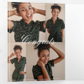 Elegant Script Grad Photo Collage Graduation Party Drieluik Uitnodiging (Binnenzijde eerst)