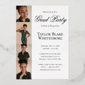 Elegant Script Grad Photo Collage Graduation Party Folie Uitnodiging (Achterkant)