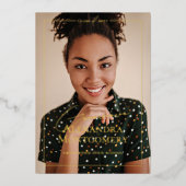 Elegant Script Grad Photo Graduation Announcement Folie Uitnodiging (Voorkant)