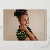 Elegant Script Grad Photo Graduation Announcement Folie Uitnodiging (Voorkant)