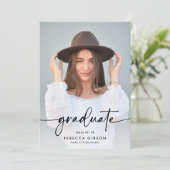 Elegant Script Graduate 2 Foto Collage Afstudeerce Aankondiging (Staand voorkant)