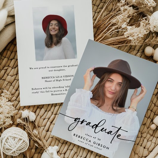 Elegant Script Graduate 2 Photo Collage Graduation Aankondiging