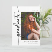 Elegant Script Graduate 4 Photo Collage Graduation Kaart (Staand voorkant)