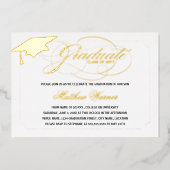 Elegant Script Graduate Folie Uitnodiging (Voorkant)