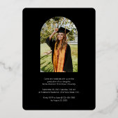 Elegant Script Graduation Party Arch Foto Silver Folie Uitnodiging (Achterkant)