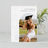 Elegant Script Graduation Party Arch Foto Silver Folie Uitnodiging (Staand Voorkant)