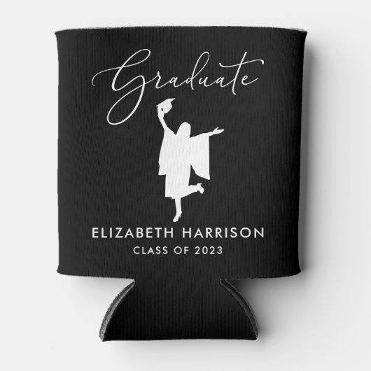 Elegant Script Graduation Party Black Blikjeskoeler (Voorkant)