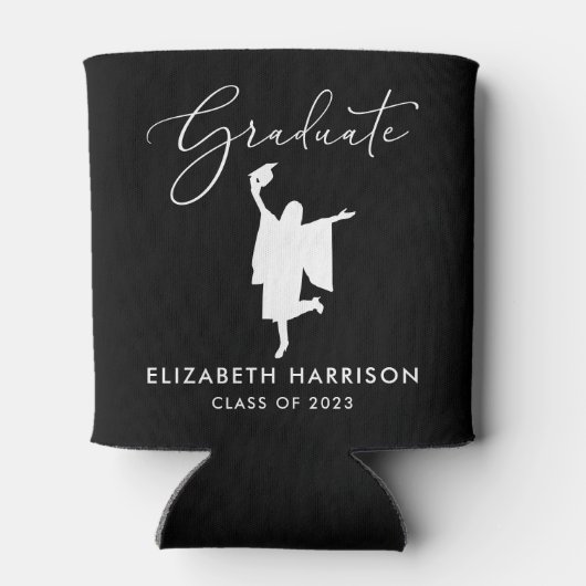 Elegant Script Graduation Party Black Blikjeskoeler (Achterkant)