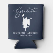 Elegant Script Graduation Party Blue Blikjeskoeler (Voorkant)