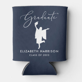 Elegant Script Graduation Party Blue Blikjeskoeler