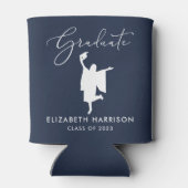 Elegant Script Graduation Party Blue Blikjeskoeler (Achterkant)