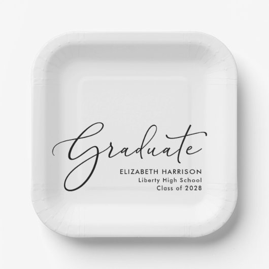 Elegant Script Graduation Party Papieren Bordje (Voorkant)