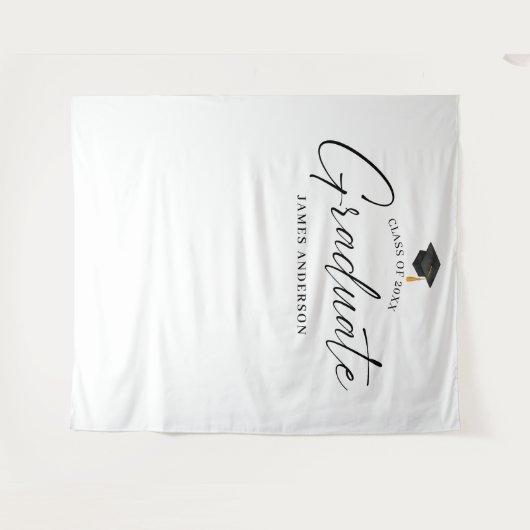 Elegant Script Graduation Party Photo Backdrop Wandkleed (Voorkant (horizontaal))
