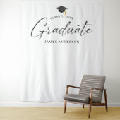 Elegant Script Graduation Party Photo Backdrop Wandkleed (In situ)
