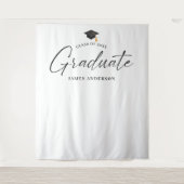 Elegant Script Graduation Party Photo Backdrop Wandkleed (Voorkant)