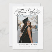 Elegant Script Graduation Photo Bedankkaart (Voorkant)