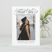 Elegant Script Graduation Photo Bedankkaart (Staand voorkant)
