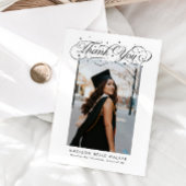 Elegant Script Graduation Photo Bedankkaart