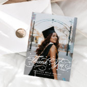 Elegant Script Graduation Photo Bedankkaart