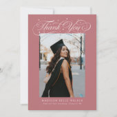 Elegant Script Graduation Photo Pink Bedankkaart (Voorkant)