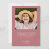 Elegant Script Graduation Photo Pink Bedankkaart (Achterkant)