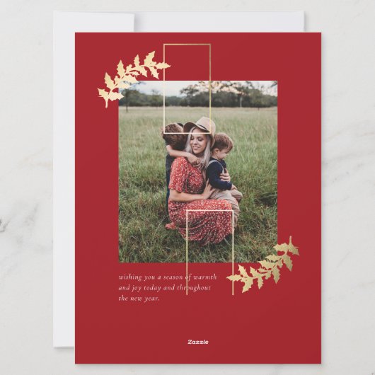 Elegant Script Grand Format Red Gold Kerstmis Feestdagenkaart (Achterkant)