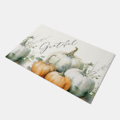 Elegant Script Grateful herfst rustieke pompoen Deurmat (Schuin)