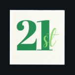 Elegant Script Green 21st Birthday Servet<br><div class="desc">Elegant Script Green 21st Birthday Napkins</div>