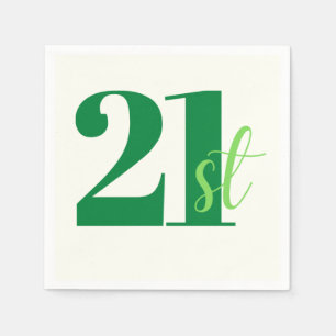 Elegant Script Green 21st Birthday Servet