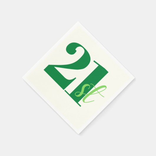 Elegant Script Green 21st Birthday Servet (Hoek)