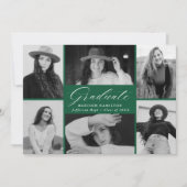 Elegant Script Green 6 Photo Collage Afstuderen Aankondiging (Voorkant)