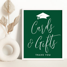 Elegant Script Green Afstuderen Kaarten en Giften Poster