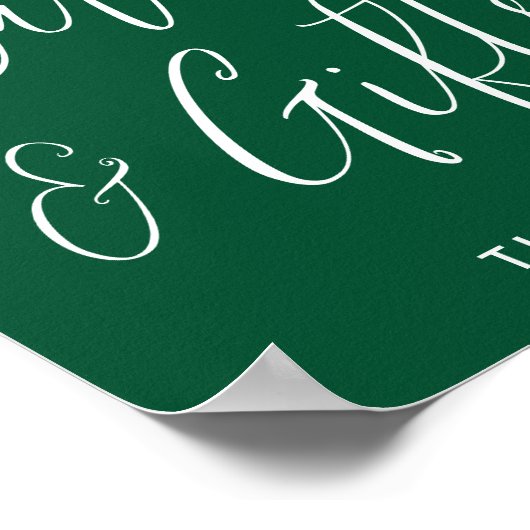 Elegant Script Green Afstuderen Kaarten en Giften Poster (Hoek)