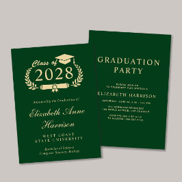 Elegant Script Green College Graduparty Kaart