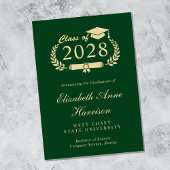 Elegant Script Green Gold College Afstuderen Aankondiging