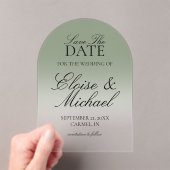 Elegant Script Green Gradient Save The Date Acryl Uitnodigingen (Insitu (Draagbaar))