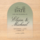 Elegant Script Green Gradient Save The Date Acryl Uitnodigingen (Voorkant)