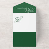 Elegant Script Green Happy Holiday fotokaart All In One Uitnodiging (Buitenkant)
