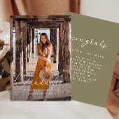 Elegant Script Green Photo Graduparty Kaart