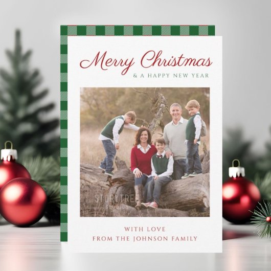 Elegant Script Green Plays Kerstfoto Feestdagenkaart