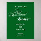 Elegant Script Green Repetitie Diner Welkom Poster (Voorkant)
